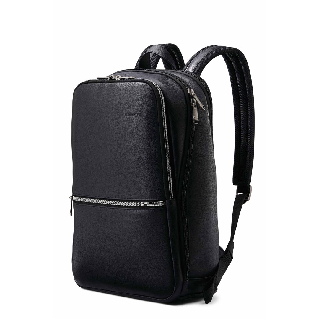 Samsonite leather slim 2024 laptop backpack black